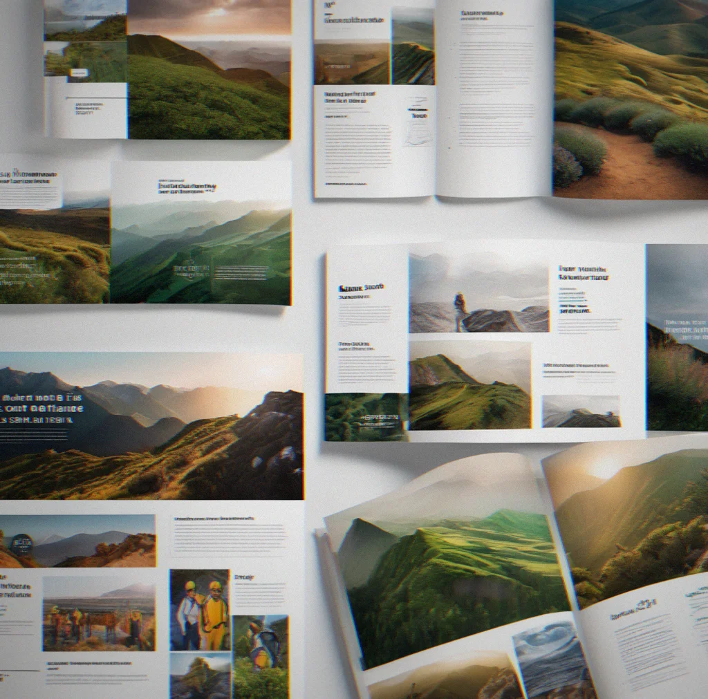 Printed presentation materials with team photos, what the company offers, and how it stacks up against competitors