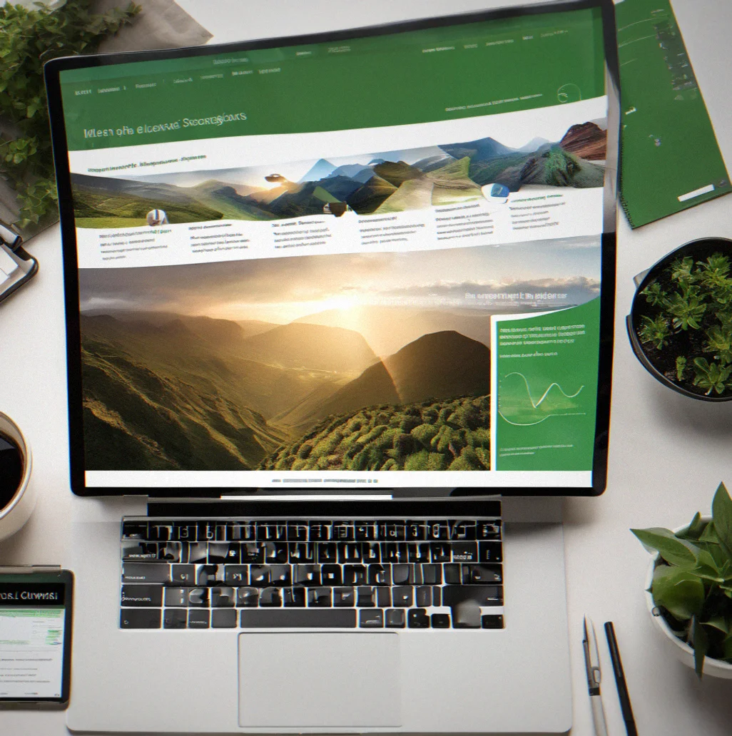 Executive reviewing strategic positioning materials and cinematic brand guidelines on desktop and tablet
